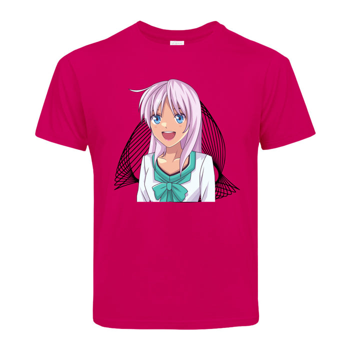 Manga  mit lila Haar  Kinder T-Shirt