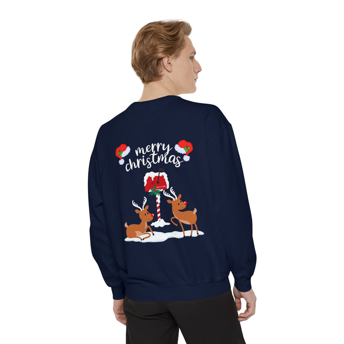 Kleidungsstückgefärbtes Unisex-Sweatshirt mit ein Weihnacht Motiv Design