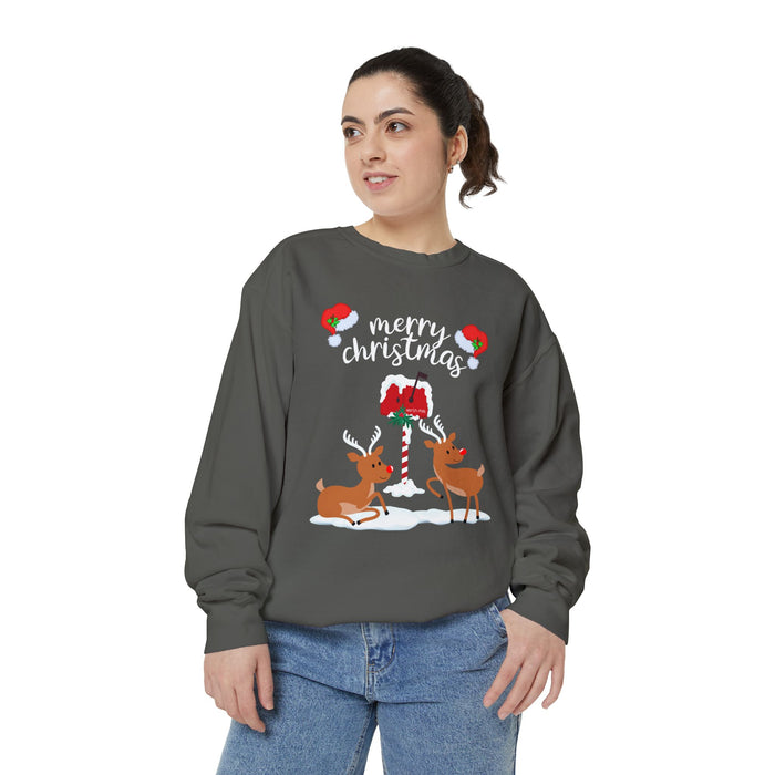 Kleidungsstückgefärbtes Unisex-Sweatshirt mit ein Weihnacht Motiv Design