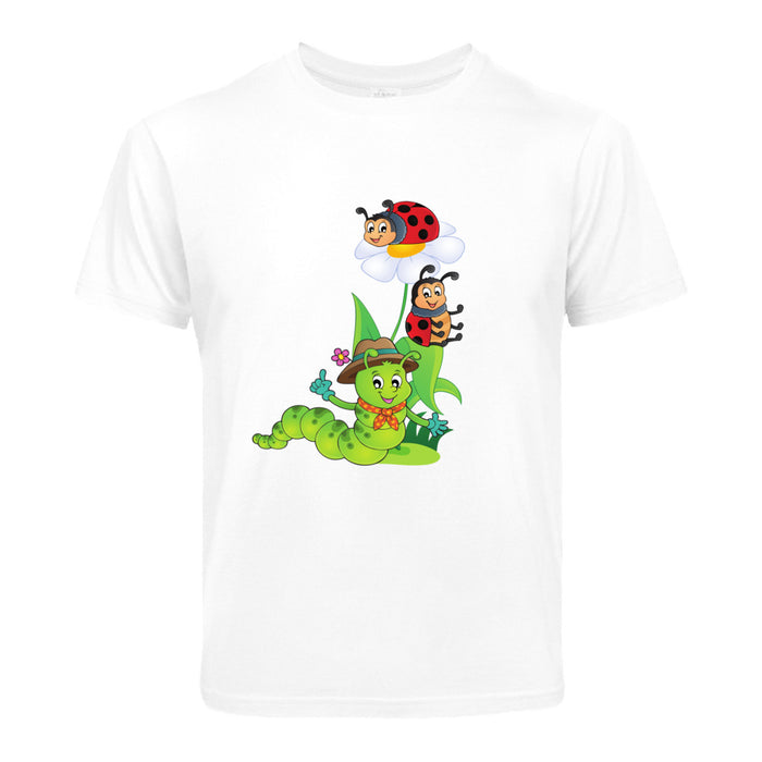 Raupe mit  zwei Marienkäfer  Kinder T-Shirt