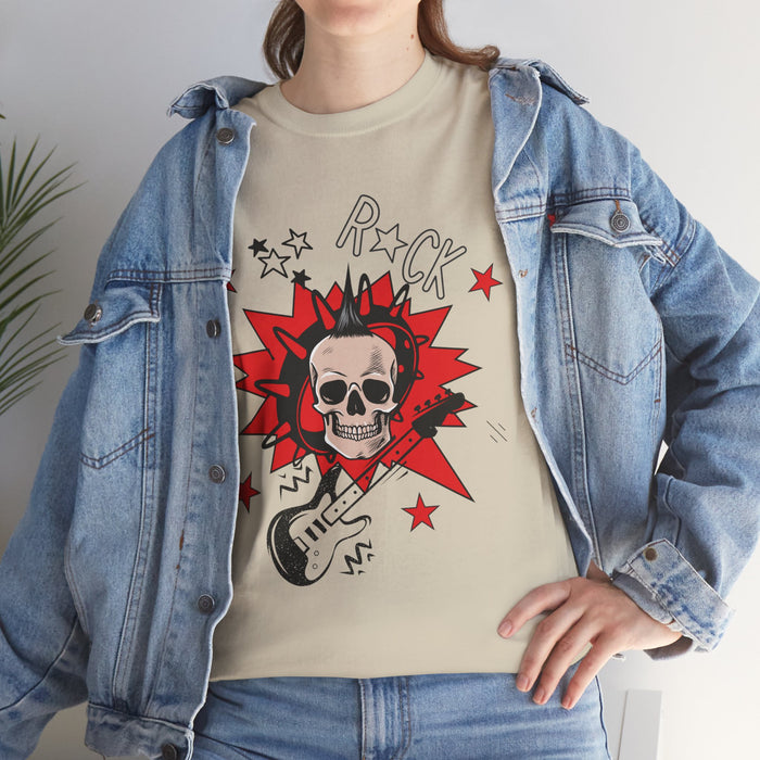 Unisex-T-Shirt aus schwerer Baumwolle mit ein Totenkopf Motiv Design