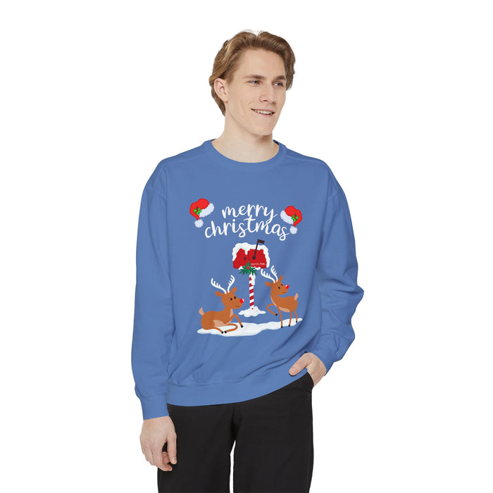 Kleidungsstückgefärbtes Unisex-Sweatshirt mit ein Weihnacht Motiv Design