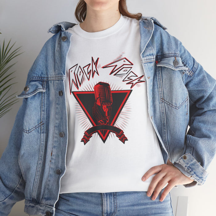 Unisex-T-Shirt aus schwerer Baumwolle mit ein Rock Motiv Design