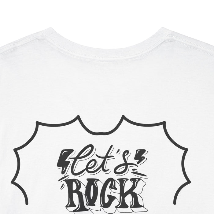 Unisex-T-Shirt aus schwerer Baumwolle mit ein Rock Motiv Design