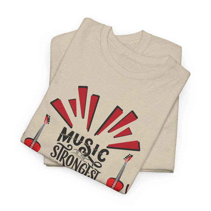 Unisex-T-Shirt aus schwerer Baumwolle mit ein Musik Motiv Design