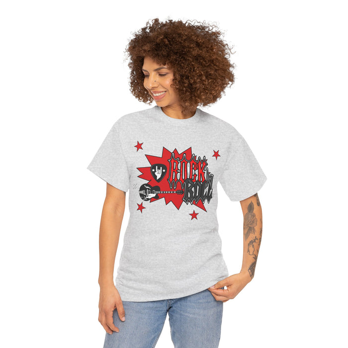 Unisex-T-Shirt aus schwerer Baumwolle mit ein Rock Motiv Design