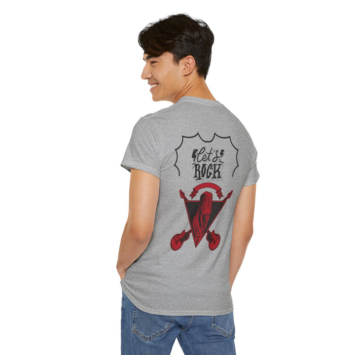 Unisex-T-Shirt aus schwerer Baumwolle mit ein Rock Motiv Design