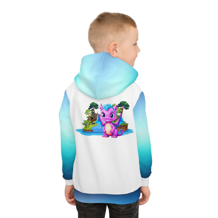 Kinder-Kapuzenpullover (AOP)  mit ein Drachen Motiv