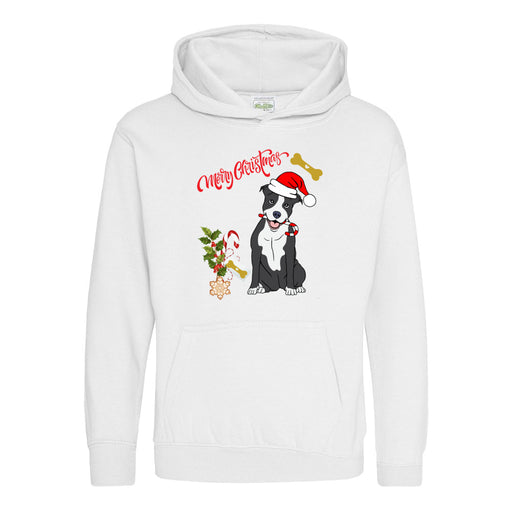 Kinder Sweatshirt mit ein Hund der eine Weihnachs-mütze trägt