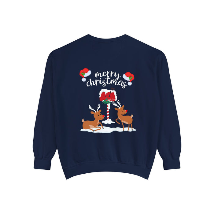 Kleidungsstückgefärbtes Unisex-Sweatshirt mit ein Weihnacht Motiv Design