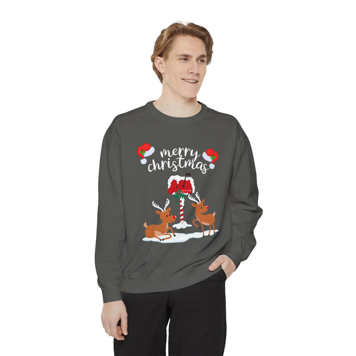 Kleidungsstückgefärbtes Unisex-Sweatshirt mit ein Weihnacht Motiv Design