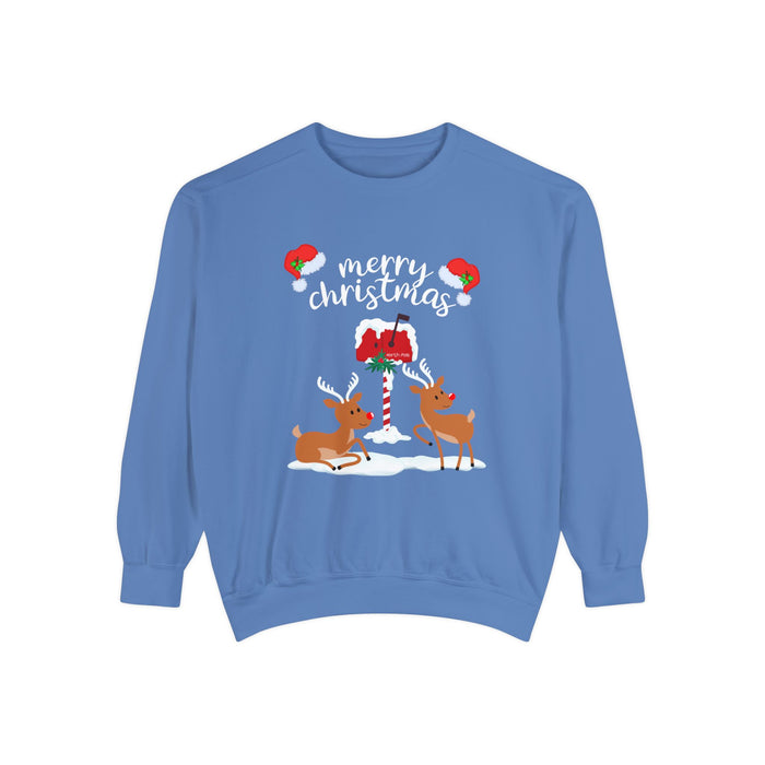 Kleidungsstückgefärbtes Unisex-Sweatshirt mit ein Weihnacht Motiv Design