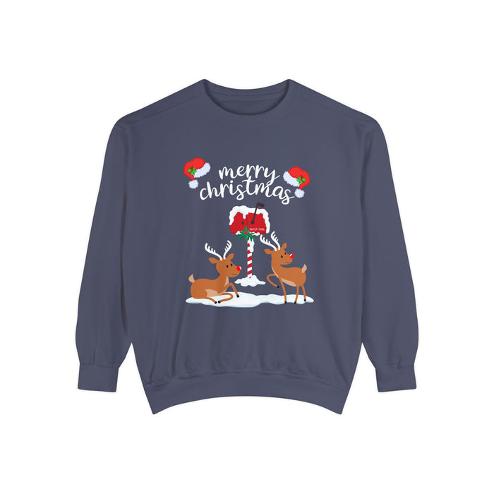 Kleidungsstückgefärbtes Unisex-Sweatshirt mit ein Weihnacht Motiv Design