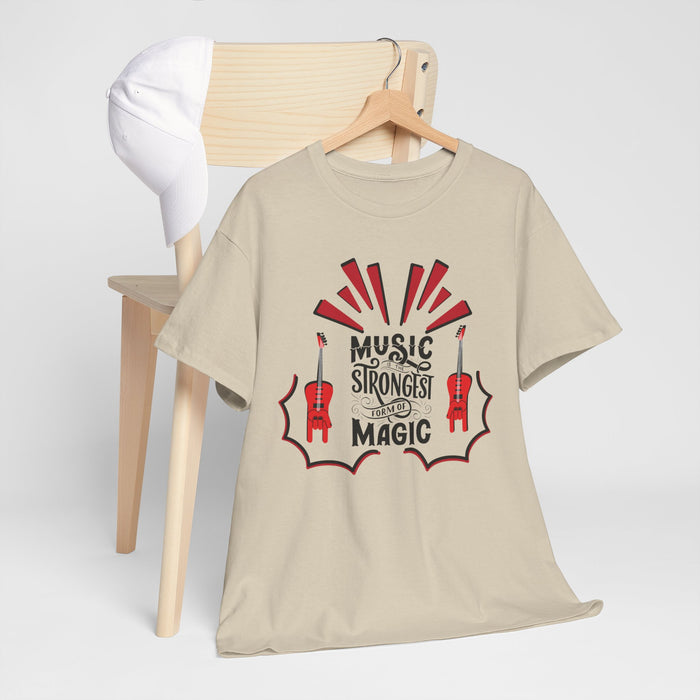 Unisex-T-Shirt aus schwerer Baumwolle mit ein Musik Motiv Design