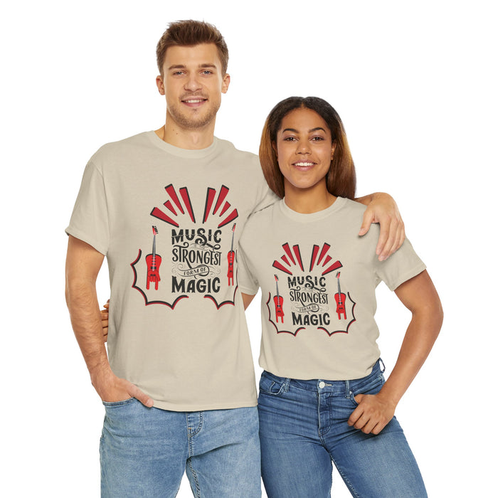 Unisex-T-Shirt aus schwerer Baumwolle mit ein Musik Motiv Design