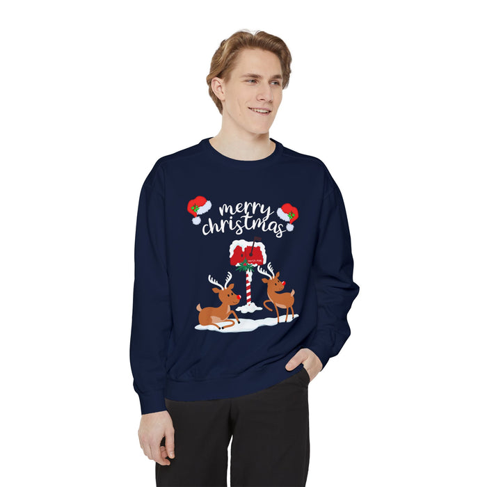 Kleidungsstückgefärbtes Unisex-Sweatshirt mit ein Weihnacht Motiv Design