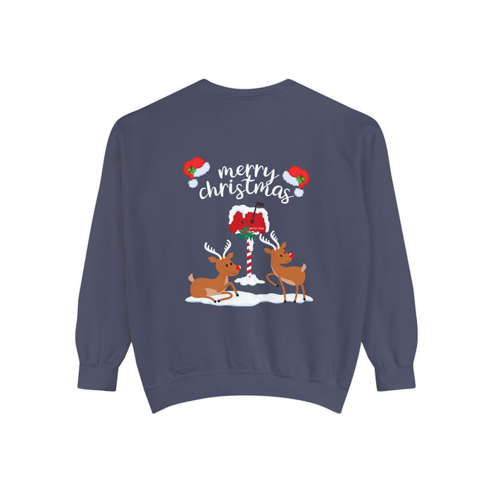 Kleidungsstückgefärbtes Unisex-Sweatshirt mit ein Weihnacht Motiv Design