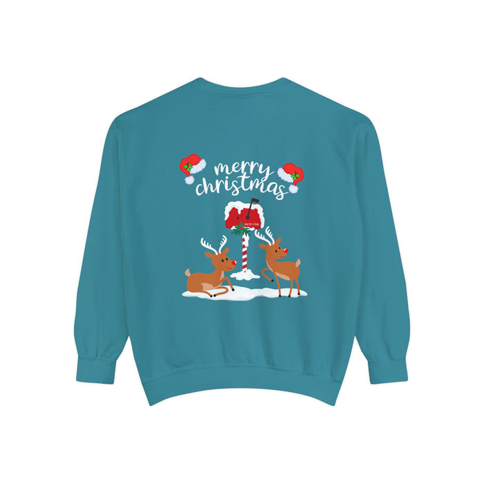 Kleidungsstückgefärbtes Unisex-Sweatshirt mit ein Weihnacht Motiv Design