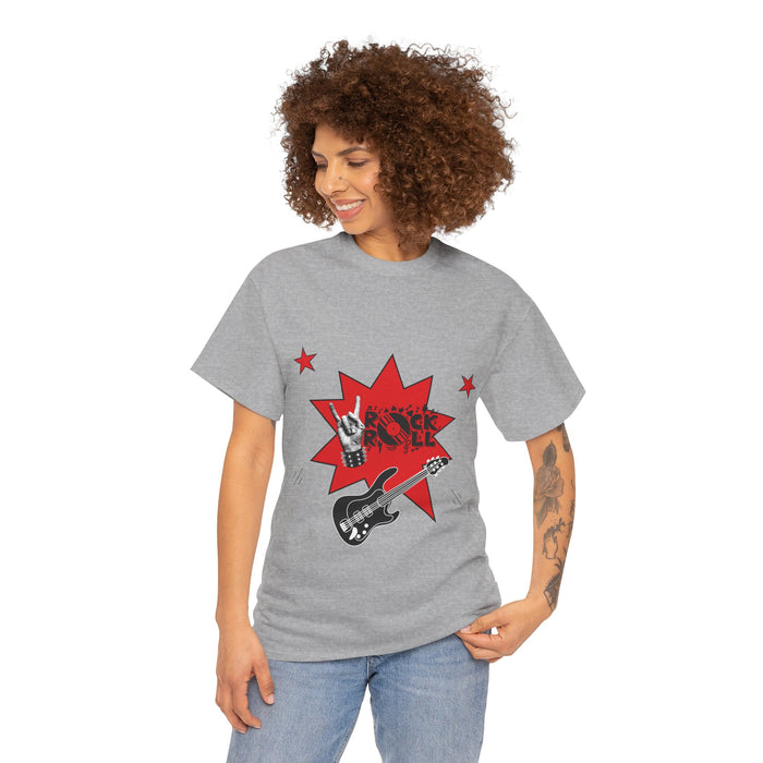 Unisex-T-Shirt aus schwerer Baumwolle mit ein Rock Motiv Design