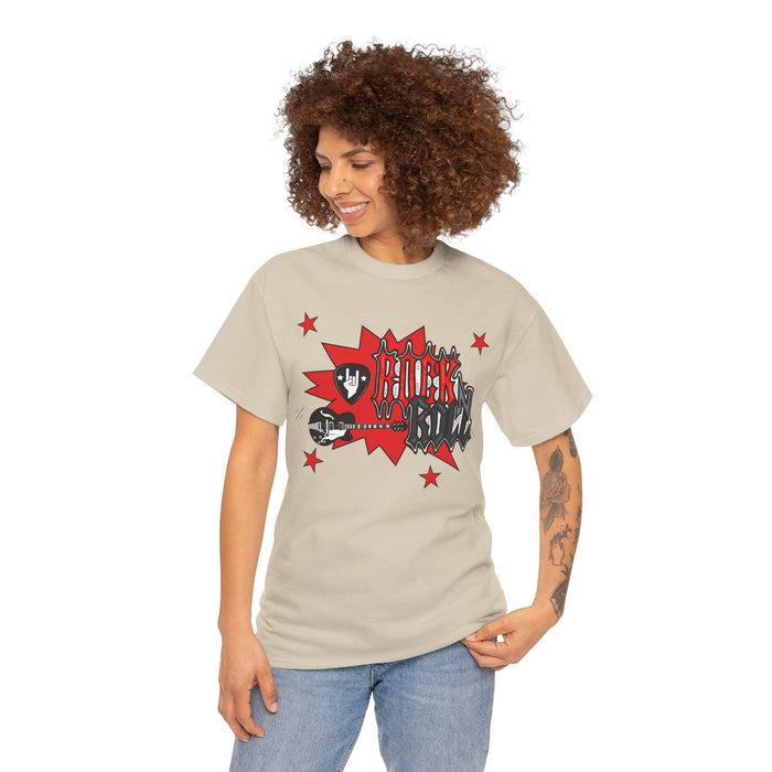 Unisex-T-Shirt aus schwerer Baumwolle mit ein Rock Motiv Design