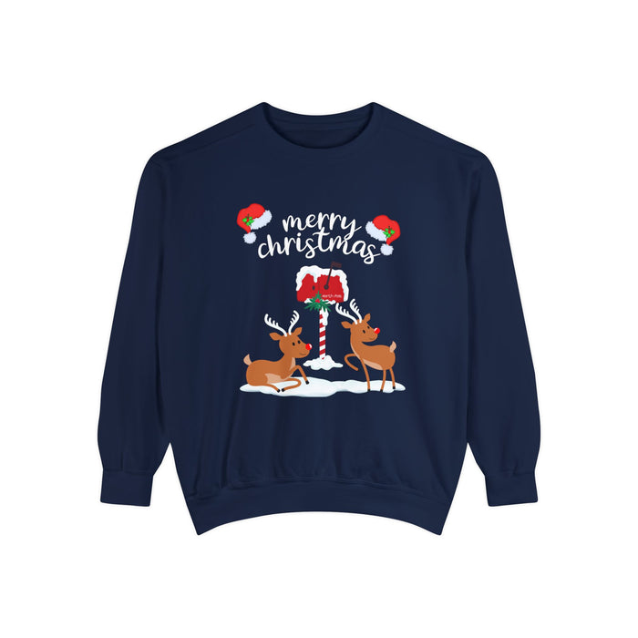 Kleidungsstückgefärbtes Unisex-Sweatshirt mit ein Weihnacht Motiv Design