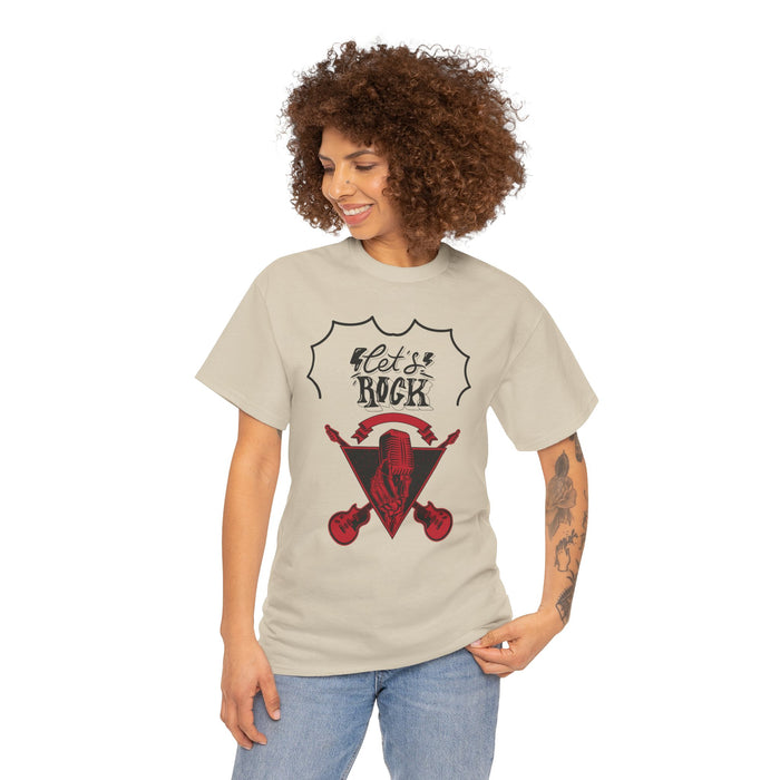 Unisex-T-Shirt aus schwerer Baumwolle mit ein Rock Motiv Design