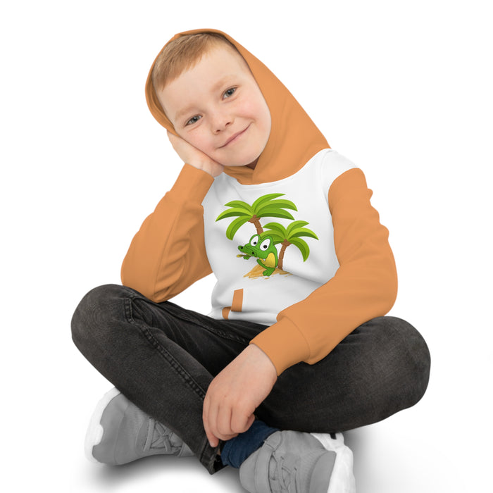 Kinder-Kapuzenpullover (AOP) mit ein cooles Krokodil Motiv