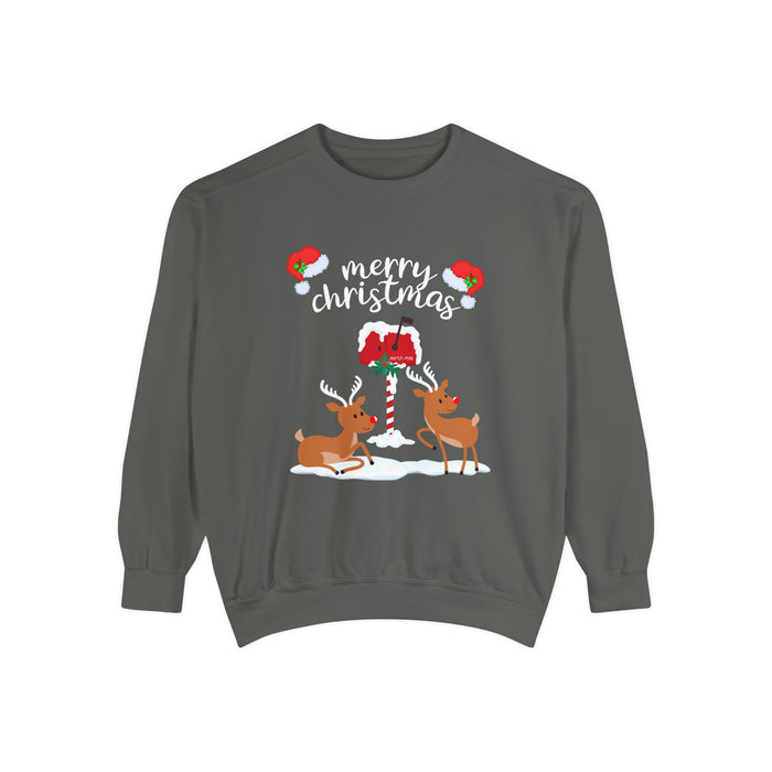 Kleidungsstückgefärbtes Unisex-Sweatshirt mit ein Weihnacht Motiv Design