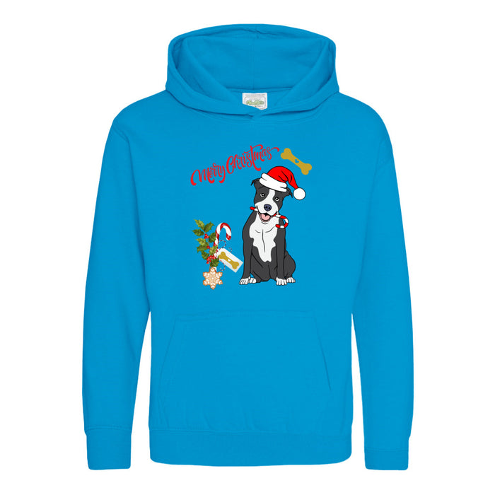 Kinder Sweatshirt mit ein Hund der eine Weihnachs-mütze trägt