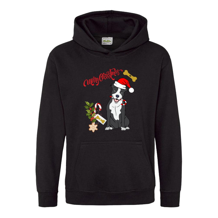 Kinder Sweatshirt mit ein Hund der eine Weihnachs-mütze trägt