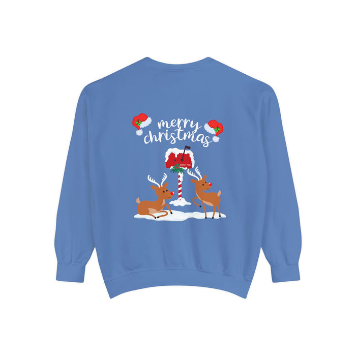 Kleidungsstückgefärbtes Unisex-Sweatshirt mit ein Weihnacht Motiv Design