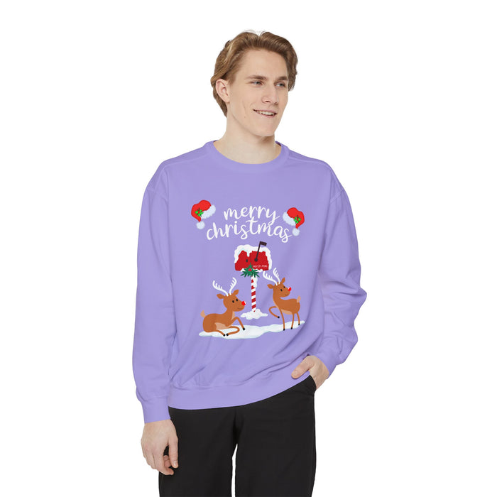 Kleidungsstückgefärbtes Unisex-Sweatshirt mit ein Weihnacht Motiv Design