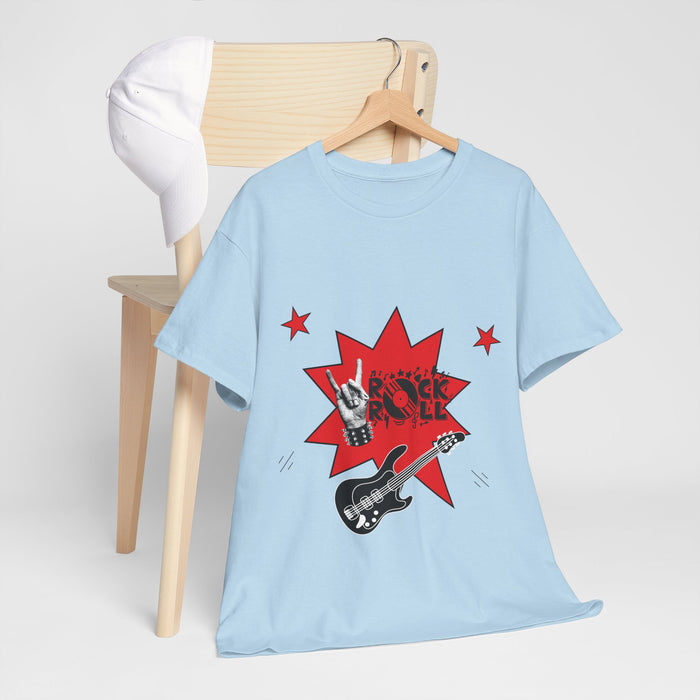 Unisex-T-Shirt aus schwerer Baumwolle mit ein Rock Motiv Design