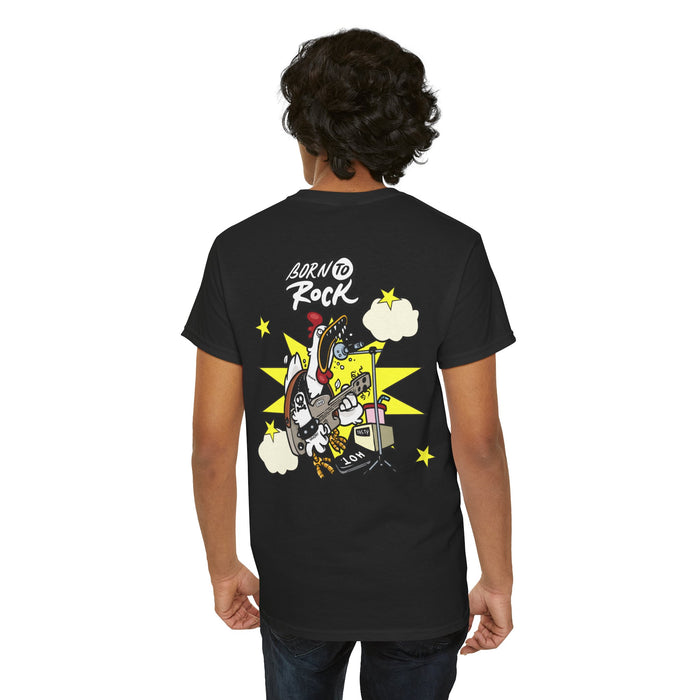 Unisex-T-Shirt aus schwerer Baumwolle mit ein cooles Rock Motiv Design