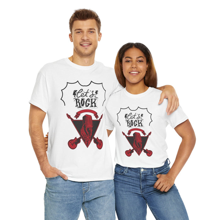 Unisex-T-Shirt aus schwerer Baumwolle mit ein Rock Motiv Design