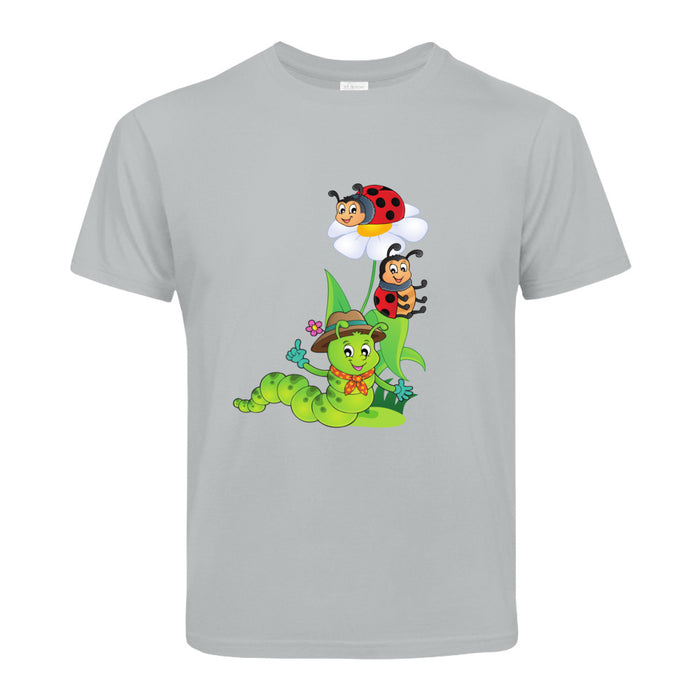 Raupe mit  zwei Marienkäfer  Kinder T-Shirt