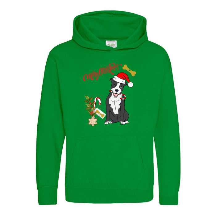 Kinder Sweatshirt mit ein Hund der eine Weihnachs-mütze trägt