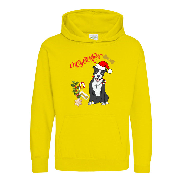 Kinder Sweatshirt mit ein Hund der eine Weihnachs-mütze trägt